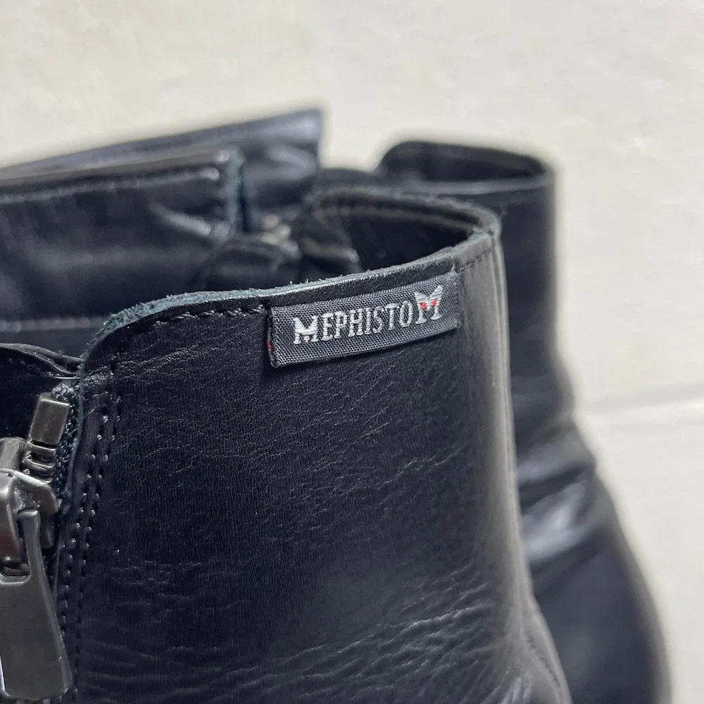Mephisto Phila Black Leather Ankle Boots Side‎ Zipper Women's Size 10 US